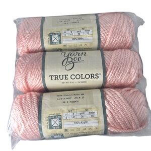 3 Skeins of Yarn Bee True Colors in rose, 6-Bulky, Acrylic